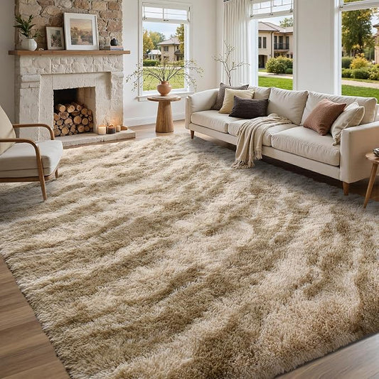5x7 Feet Area Rugs for Living Room, Zebra Khaki Plush Fluffy Shaggy Bedroom Rugs Non-Slip, Ultra Soft Carpet for Nursery Kids PlayRoom Dorm Office Indoor