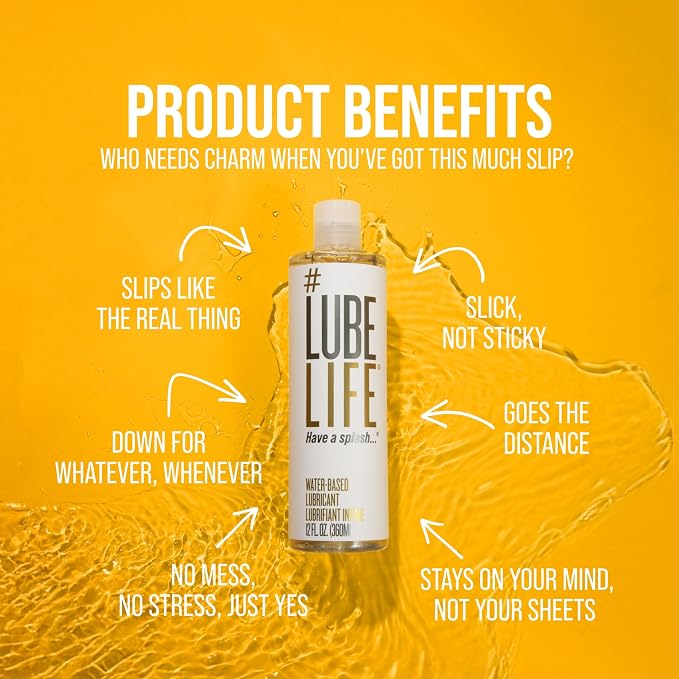 LUBELIFE Water-Based Lube – Personal Lubricant for Men, Women & Couples, Travel Size, Non-Staining, Easy Clean-Up, Toy-Safe, 12 Fl Oz