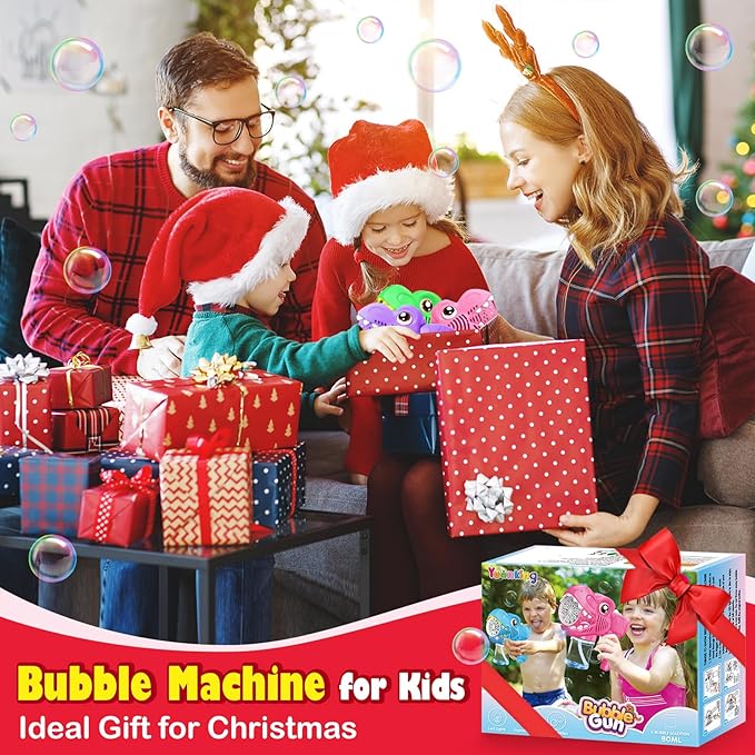 3-Pack Gifts for Girls Bubble Gun - Auto Light Up Bubble Machine with Refills for Kids Toys Girls Ages 6-8 Birthday Gift Party Favors Eassentials Easter Stocking Stuffers Valentine (Green+Pink+Purple)