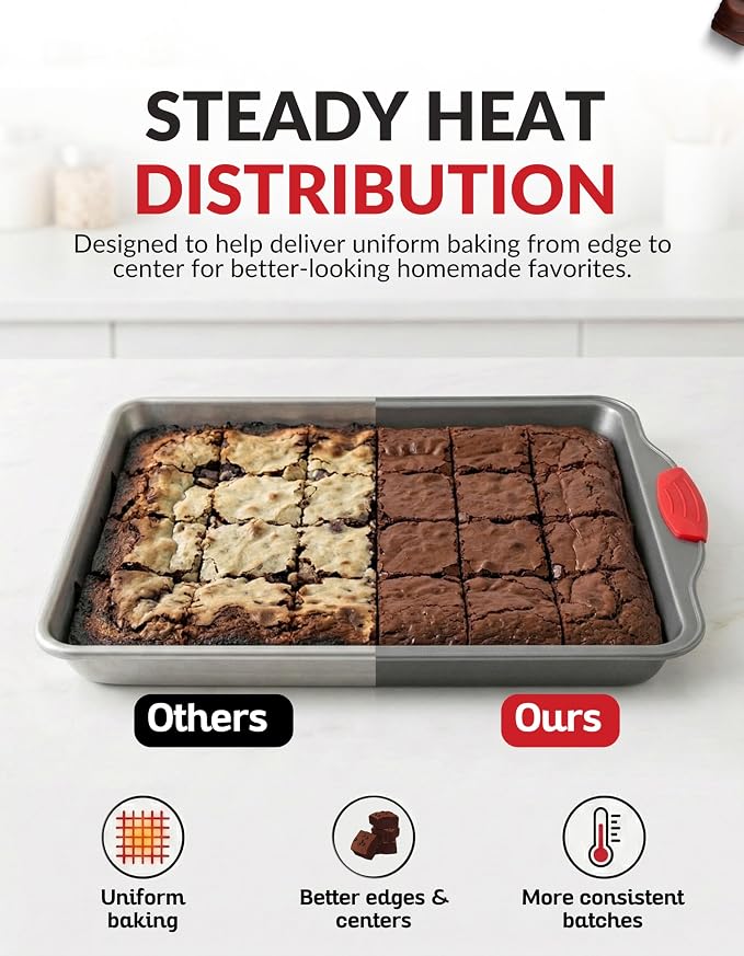 Boxiki Kitchen Non-stick 9x13 Rectangular Cake Pan - Durable Baking Pan for Oven Delights & Sheet Cakes - Non-Toxic, PTFE & PFOA Free