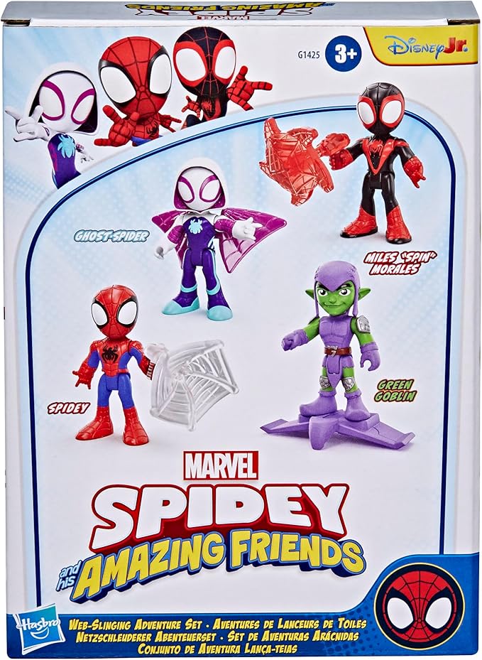 SPIDEY AND HIS AMAZING FRIENDS Marvel Web-Slinging Adventure Set, 3-Inch-Scale (7.6 cm) Action Figure Set, Spider-Man Toys for Kids Ages 3+ (Amazon Exclusive)