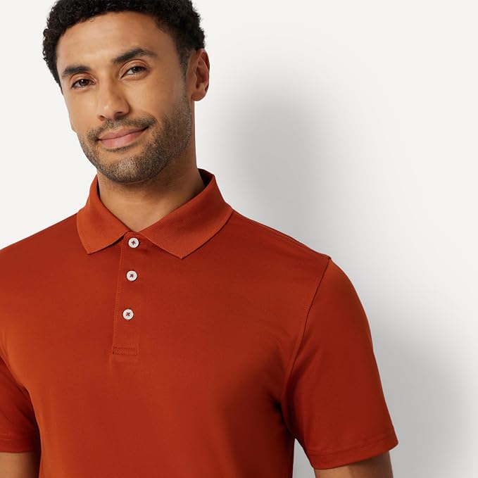 Amazon Essentials Men's Moisture Wicking Golf Polo Shirt, Short Sleeve, Slim-Fit, Quick-Dry, Active Wear