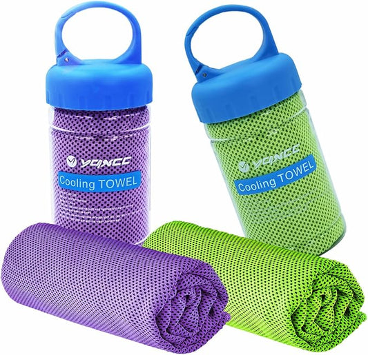 YQXCC 2 Pack Cooling Towels (47"x12"), Ice Cool Neck Towel, Soft Breathable Microfiber for Yoga, Golf, Gym, Running, Camping & Hot Weather