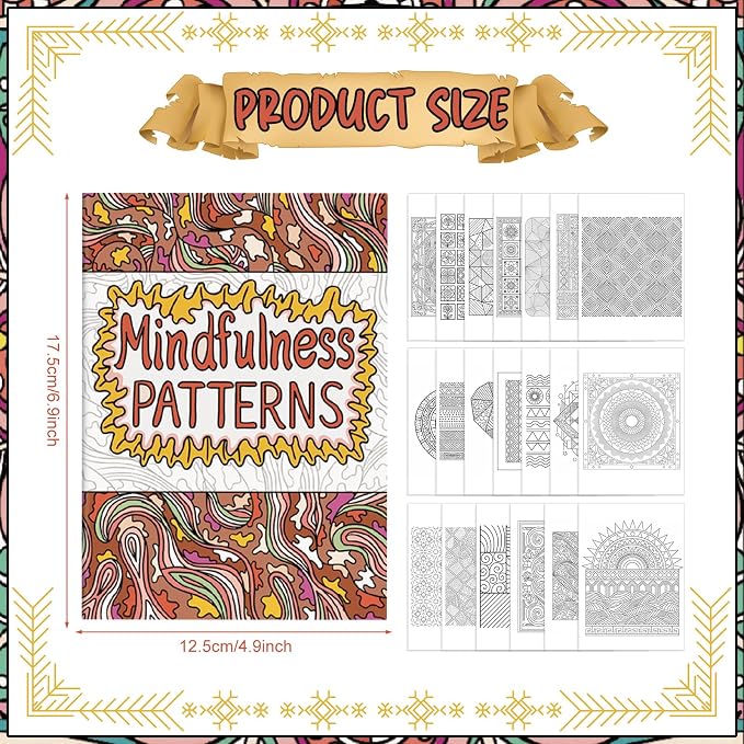 Liliful 24 Pcs Mindfulness Geometric Theme Coloring Book Bulk – Intricate Pattern & Mandala Coloring Books for Stress Relief, Ideal for Adult Relaxation, Gift Fillers & Self-Care Activities