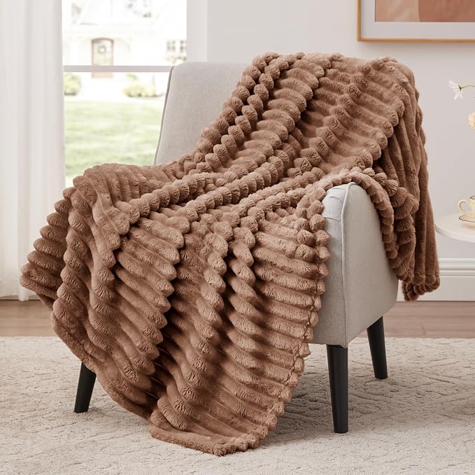 EXQ Home Gentle Soft Fleece Throw Blanket – Cozy Lightweight Blanket for Couch Bed – All-Season Warm Fuzzy Flannel Blanket for Women Mom Her – Gifts for Birthday(60"x80",Mocha Mousse)