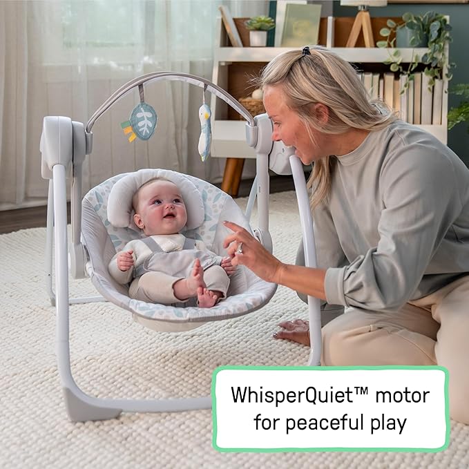 Ingenuity Comfort 2 Go Portable Swing - Endless Bloom - 6 Speeds - 10 Melodies - 2 Toys - 0-9M