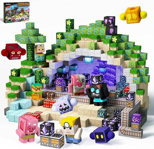 GobiDex 108pcs Magnetic Blocks with Action Figures, Interactive Role-Playing Magnetic Building Toy Set, Toddlers STEM Learning Gift for Christmas