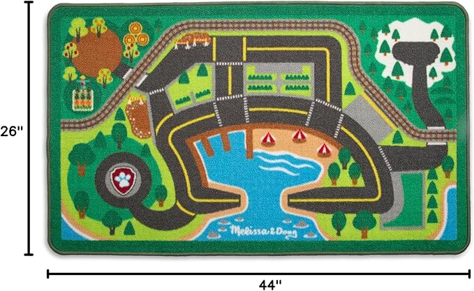 Melissa & Doug PAW Patrol Activity Rug - Adventure Bay (22 Pieces) PAW Patrol Town Mat with Wooden Toys for Ages 3+