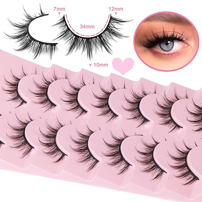 Manga Lashes Natural Look False Eyelashes Anime Lashes Mink Wispy Fluffy Spiky 3D Volume Eyelashes Pack Korean Japanese Asian Cosplay Fake Eyelashes Look Like Individual Cluster 7 Pairs by EYDEVRO