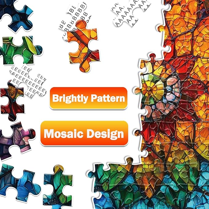 Stained Glass Flower of Life Puzzles for Adults 1000 Pieces, Impossible Hard Difficult Challenging Puzzles for Adults, Colorful Mosaic Flower of Life Jigsaw Puzzle 1000 Pieces