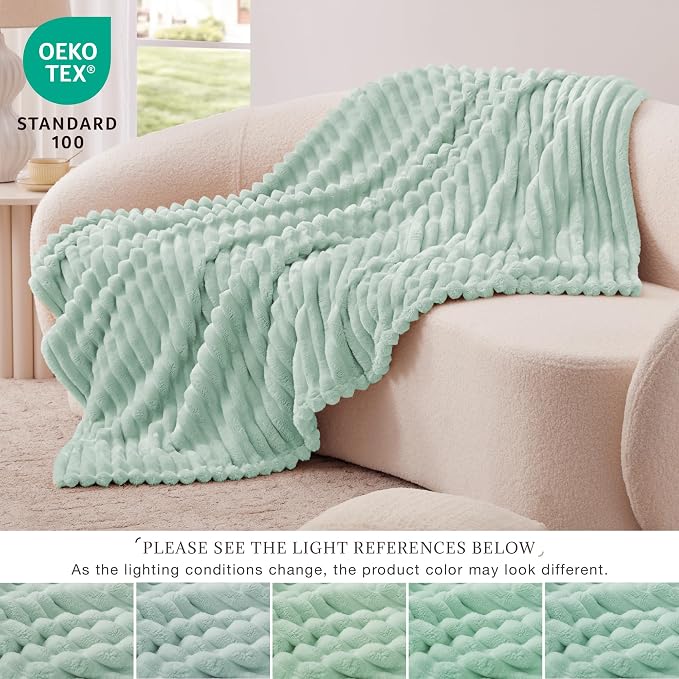 EXQ Home Gentle Soft Fleece Throw Blanket – Cozy Lightweight Blanket for Couch Bed – All-Season Warm Fuzzy Flannel Blanket for Women Mom Her – Gifts for Mother's Day Birthday(60"x80",Aqua)