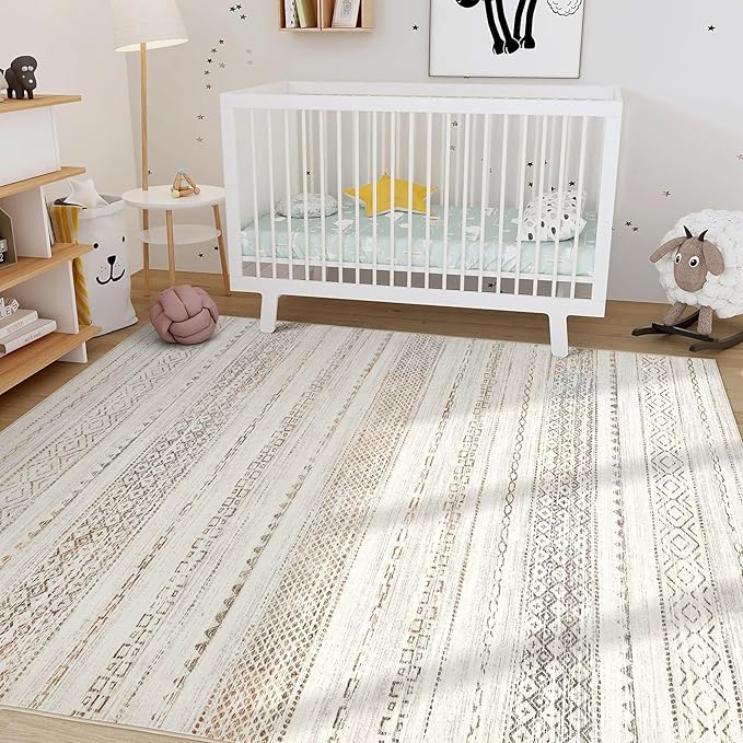 Nakagishi Boho 5x7 Area Rug Living Room Rugs Machine Washable Colorful | Soft, Pet & Kid Friendly, Carpet for Living Room/Bedroom/Office/Kitchen/Nursery, Daily Home Decor Stain Resistant Moroccan