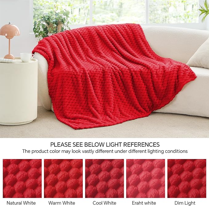 BEDELITE Red Throw Blanket for Couch, Soft Cozy Gifts for Women, 50 * 60 | 3D Jacquard Decorative Fleece Blanket, Super Soft Plush Throws, Cute Birthday Gift for Women & Men, Suitable for All Seasons