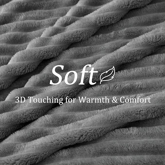 BEDELITE Ribbed King Size Blanket for Bed, Crey, 108"x90" | Ultra-Soft Plush Fleece, Warm Yet Lightweight, Ribbed Texture, Home Decor, Machine Washable, Giftable, All-Season Use