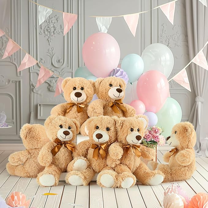 MaoGoLan 3 Pieces Bulk Teddy Bears Stuffed Animals Baby Shower, Soft Small Stuffed Teddy in Bulk, 13.5" Cuddly Mini Teddy Bears Centerpiece,Wedding,Party,Engagement