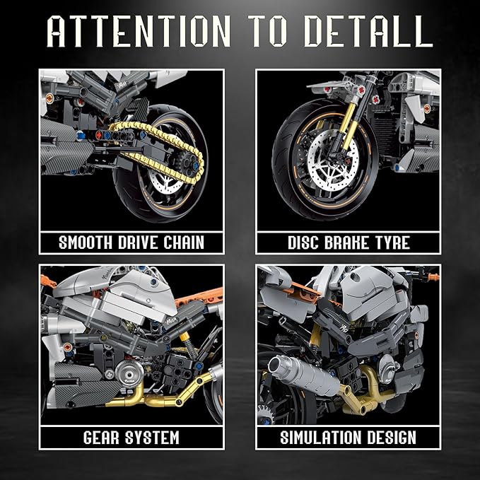 1:8 Motorcycle Building Set for Adults, Building Blocks for Adults, Collectible Toy for 14 15 16+ Years Old Boys, Teenage Boys Gifts on Birthday(579PCS)