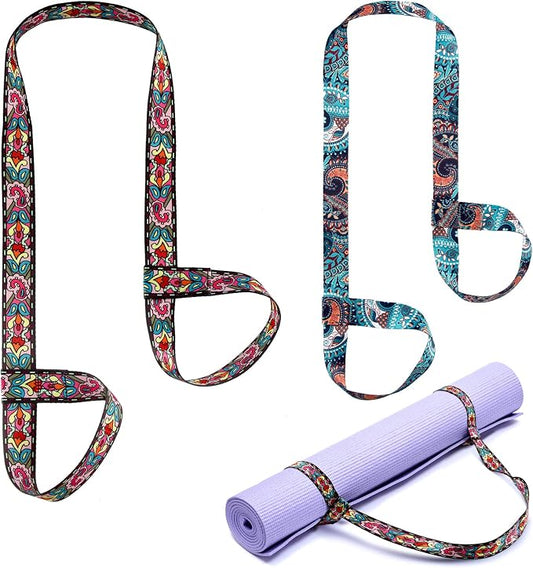 Minatee 2 Pcs Yoga Mat Strap Sling Adjustable Thick Mat Carrier Stretching Strap Yoga Mat Sling Holder Women Stretching Band