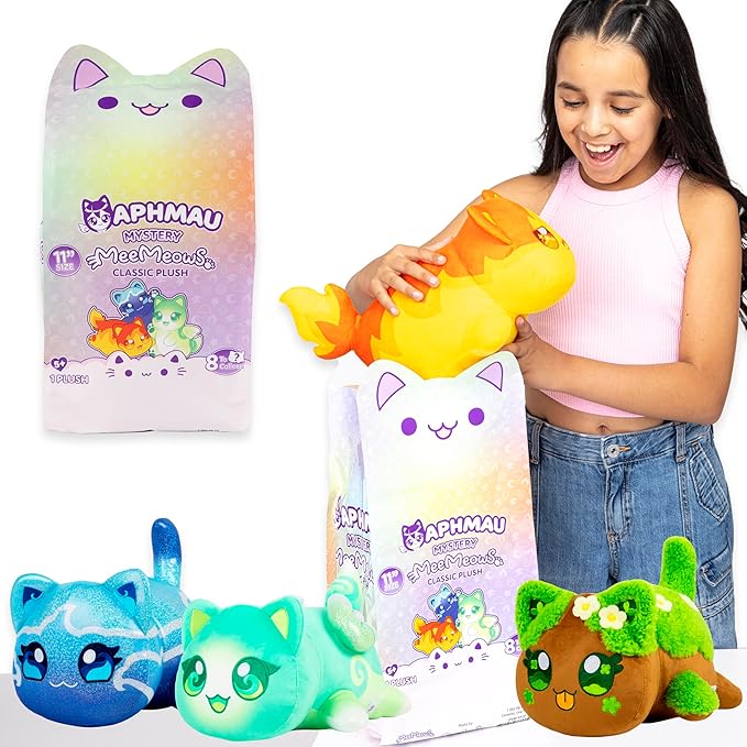 Aphmau MeeMeows 11” Classic Mystery Plush, Elemental, YouTube Minecraft Gaming Channel, Plush Mystery Box, Blind Box, 1 of 8 Possible Elemental MeeMeows, Official Merch