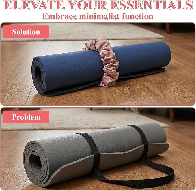 ElevateTech Yoga Mat Scrunchie Yoga Strap for Carrying Mat Durable & Elasticity Fabric MatHolder Fits All Standard YogaMats 2PCS (Mat Not Included)