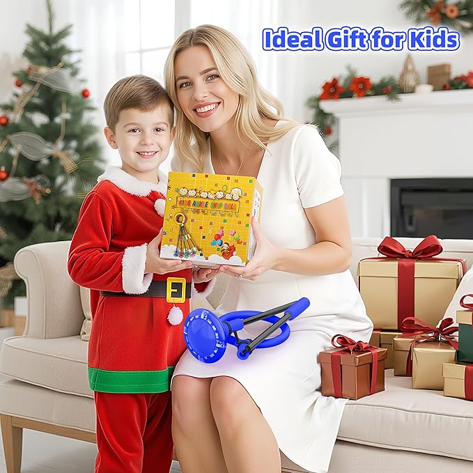 Ankle Skip Ball for Kids, Foldable Colorful Light Flash Wheel Skip Ball for Adults, Indoor Outdoor Game Toys for Kids Girls Boys, Gift for Girls, Boys Ages 5 6 7 8 9 10 11 12 Years Old- Blue
