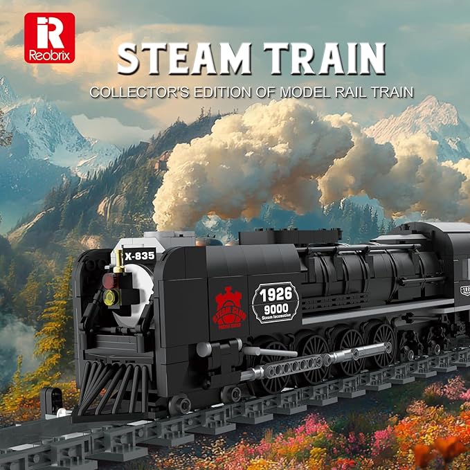 Steam Train Building Block 66801, Collectible Steam Locomotive Display Set, Classic Steam Train Model Toy, The Ultimate Gift Set for Adults 14+, 1546 PCS
