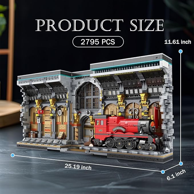 Magic Train Booknook Building Set with Lights, Creative Bookends Building Kit 66031, Bookshelf Home Decor, 2795 PCS Book Nook Model Toy Kit, Gift for Teens 14+ and Adults
