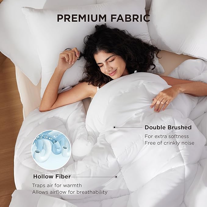 Bedsure Comforter Duvet Insert - Quilted Comforters Cal King Size, All Season Duvet, GentleSoft Down Alternative Bedding Blanket, with 8 Tabs, Gifts for Women/Men, White, California King 96X102 Inches
