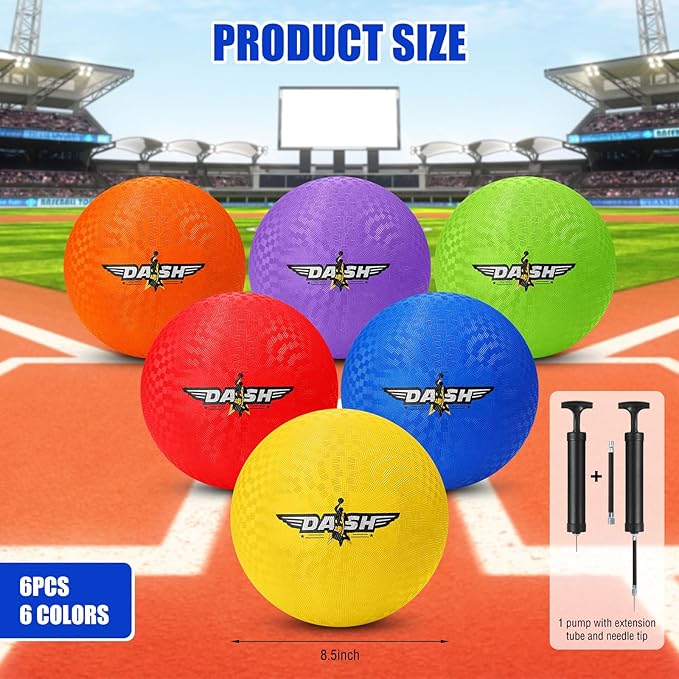 Jerify 8.5 Inches Playground Balls Kickball Bulk, Colorful Inflatable Sports Bouncy Balls, Dodgeball, Kickball for Official Play, and Fun Indoor and Outdoor Toys and Gift
