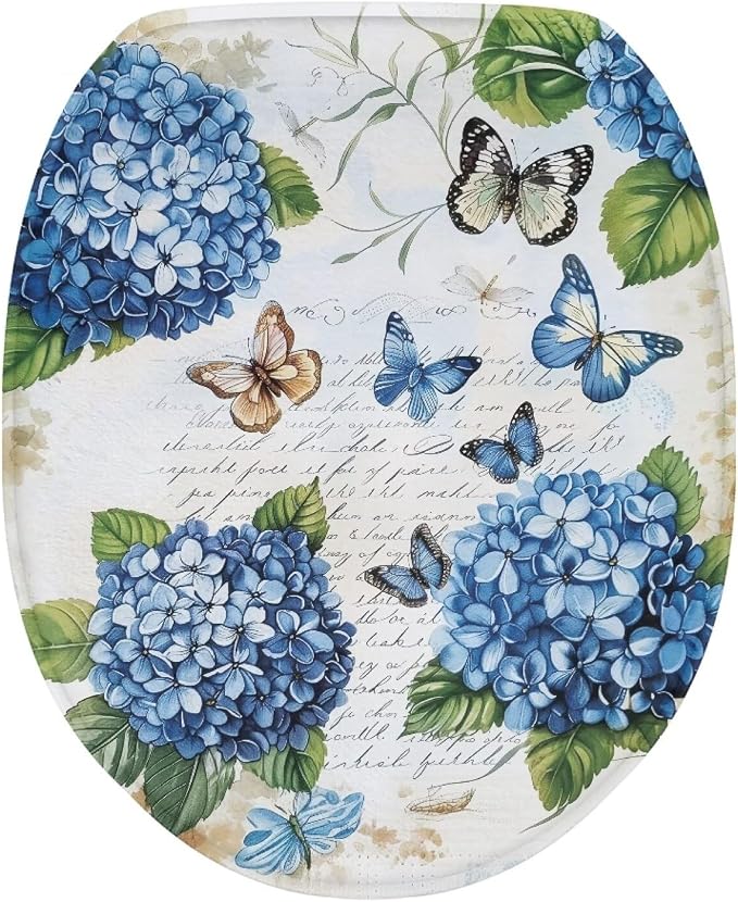 Seahorse Toilet Lid Cover, Flannel Soft Dustproof Toilet Seat Cover, Machine Washable Reusable Toilet Lid Cover, Yellow