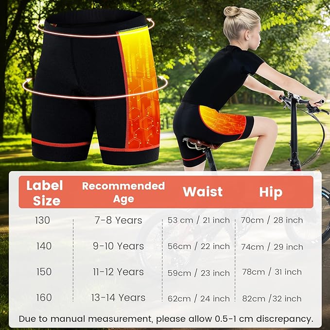 Gogokids Boys Girls 3D Padded Bike Shorts Kids Cycling Shorts Biking Shorts Sports Pants with Pockets for Mountain Road
