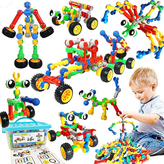 STEM Building Toys for 3 4 5 6 7 8+ Year Old Boys Girls Birthday Gifts 130 PCS Preschool Educational Toys Building Blocks for Kids Age 3-5 4-6 6-8 Stem Kits Activities Creative Games