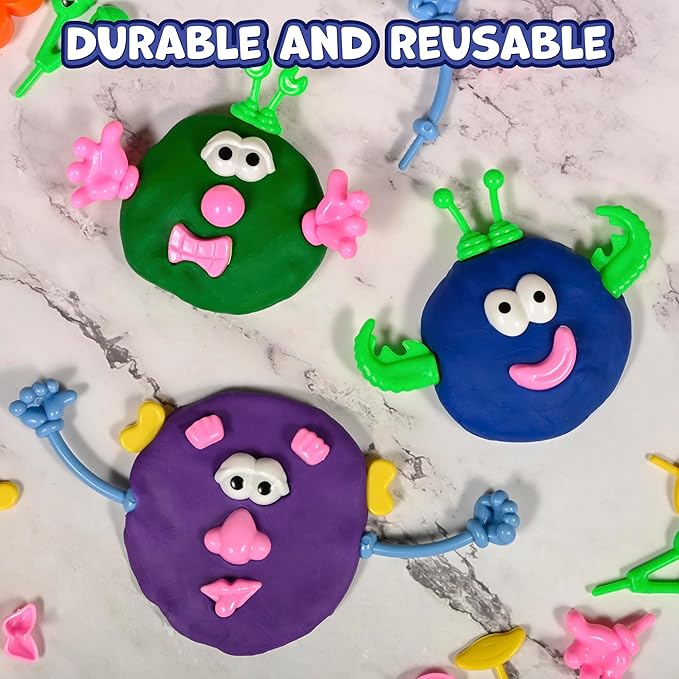 READY 2 LEARN Dough Character Accessories | Set of 52 | 21 Different Shapes-| Playdough Accessories for Kids-| Create Whacky Animals and Characters,(Pack of 2)