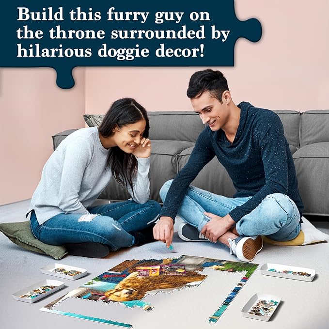 Jigsaw Puzzle 1000 Pieces - The Morning Dump, Fun for Families, Friends, Puzzle Enthusiasts, Game Nights, Includes Sorting Trays, Poster, Gifts for Dog Lovers Ages 15+, Finished Size 27.5” x 19.5"