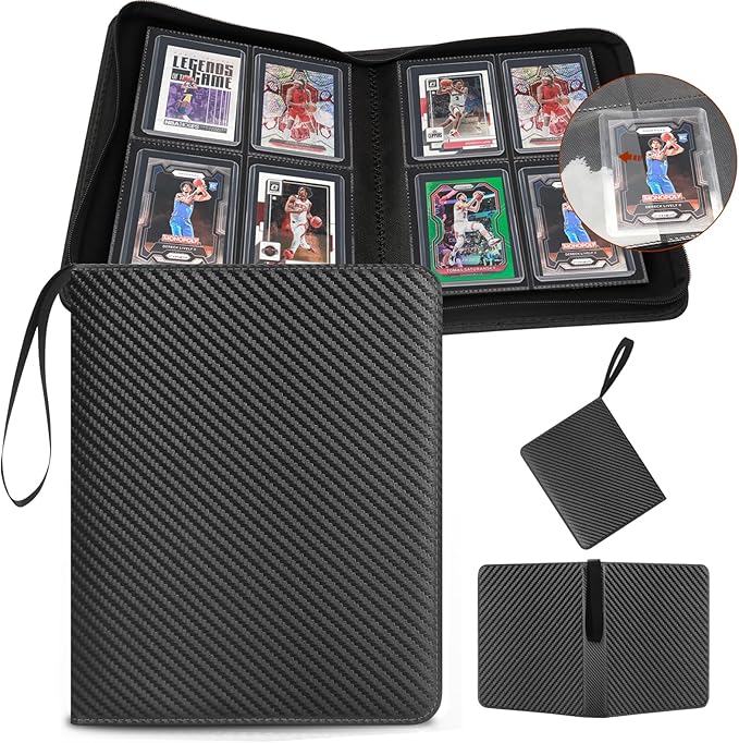 Toploader Binder 4 Pocket, Top Loader Card Storage Holds 96 Cards Top Loader Binder for Trading Cards 3" x 4" Rigid Card Holders and Sports Cards Organized
