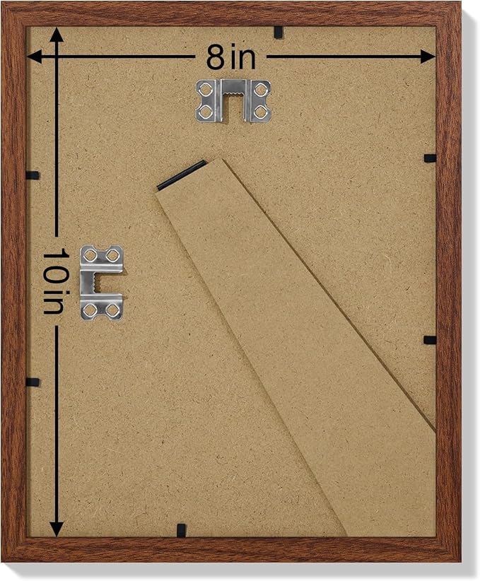 Vittanly 8x10 Picture Frames Set of 9, Wall & Tabletop, Wood Grain Brown | Display Pictures 5x7 with Mat or 8x10 without Mat, Small Photo Frames, Engineered Wood with Shatter Resistant Plexiglass