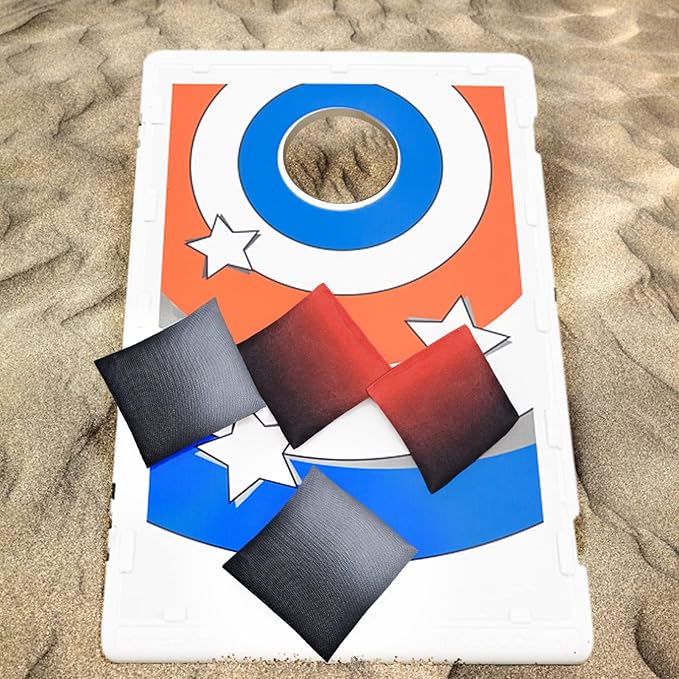 Cornhole Bags Set of 8, Weather Resistant Cornhole Bean Bags with Gradient Design, Durable Modified Size Corn Hole Bags for Outdoor Tossing Games, Includes Tote Bag
