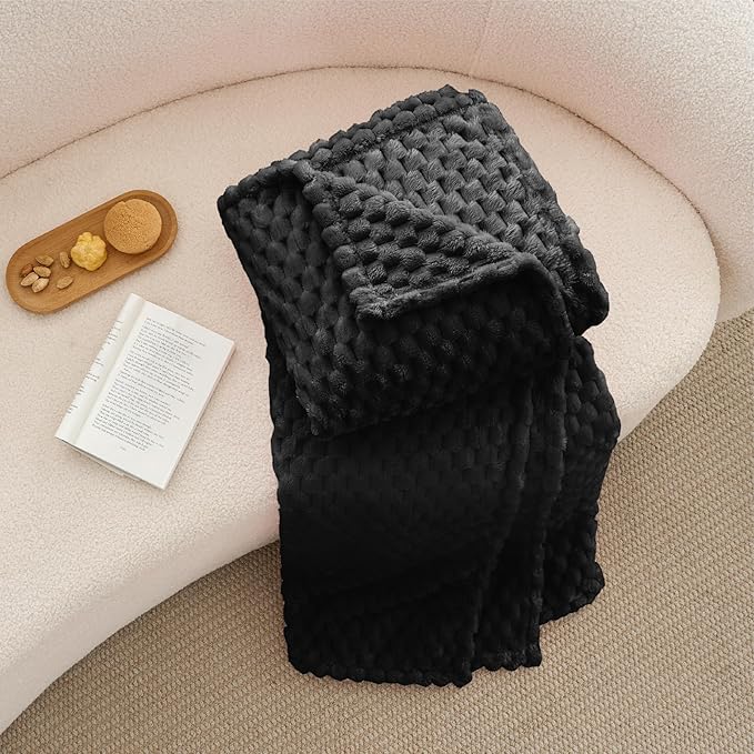 BEDELITE Black Queen Blanket for Bed, Soft Cozy Gifts for Women, 90 * 90 | 3D Jacquard Decorative Fleece Blanket, Super Soft Plush Throws, Cute Birthday Gift for Women & Men, Suitable for All Seasons