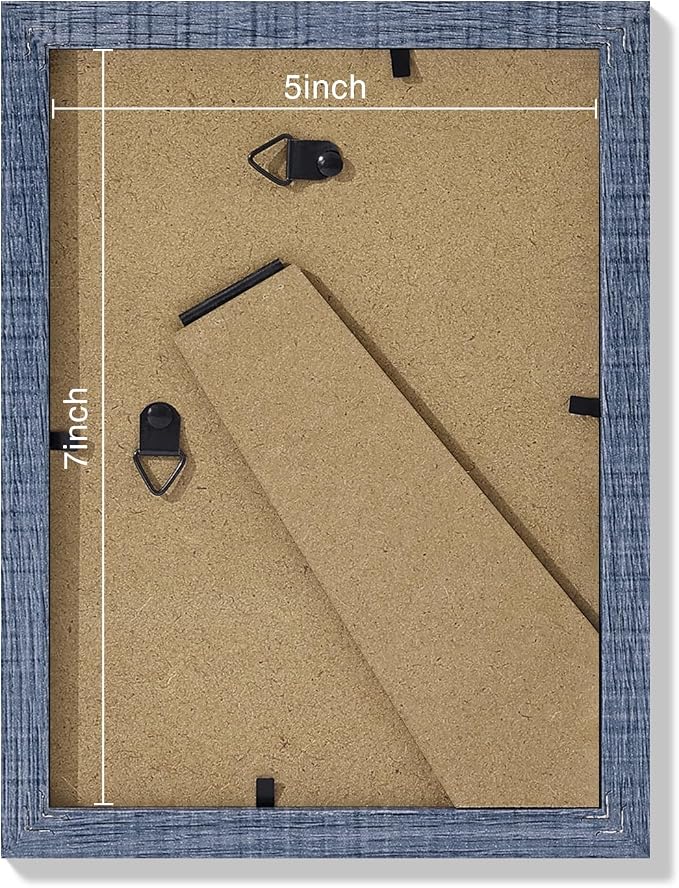 Vittanly 5x7 Picture Frames Set of 9 for Wall or Tabletop Display, Navy | Display Pictures 4x6 with Mat or 5x7 without Mat, Small Photo Frames, Engineered Wood with Shatter Resistant Plexiglass