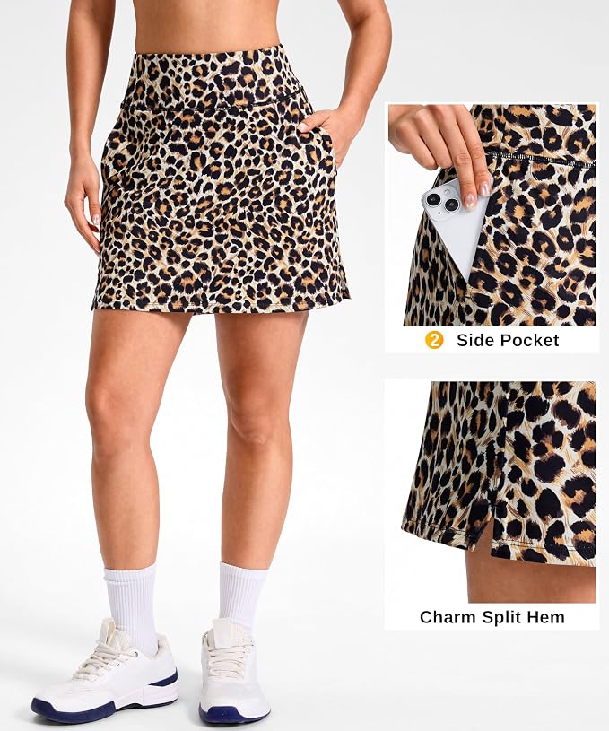14"/16" Skorts with 3 Pockets | Side Slits, High Waisted, Built-in Shorts, A Line, Casual, Pickleball, Athletic, Golf, Tennis Skirt, for Women