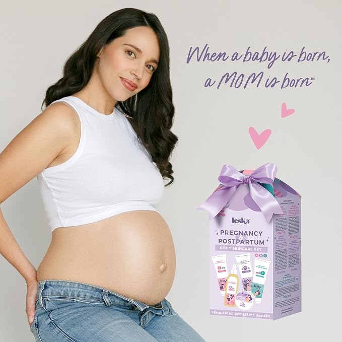 Leska Maternity Gift Set | Belly Lotion, Belly Oil, Stretch Mark Defense Cream & Belly Butter, Toning Gel | All-Stages Skincare for Pregnancy & Postpartum | New Mom Gifts (Set of 5, 4-4.93oz each)