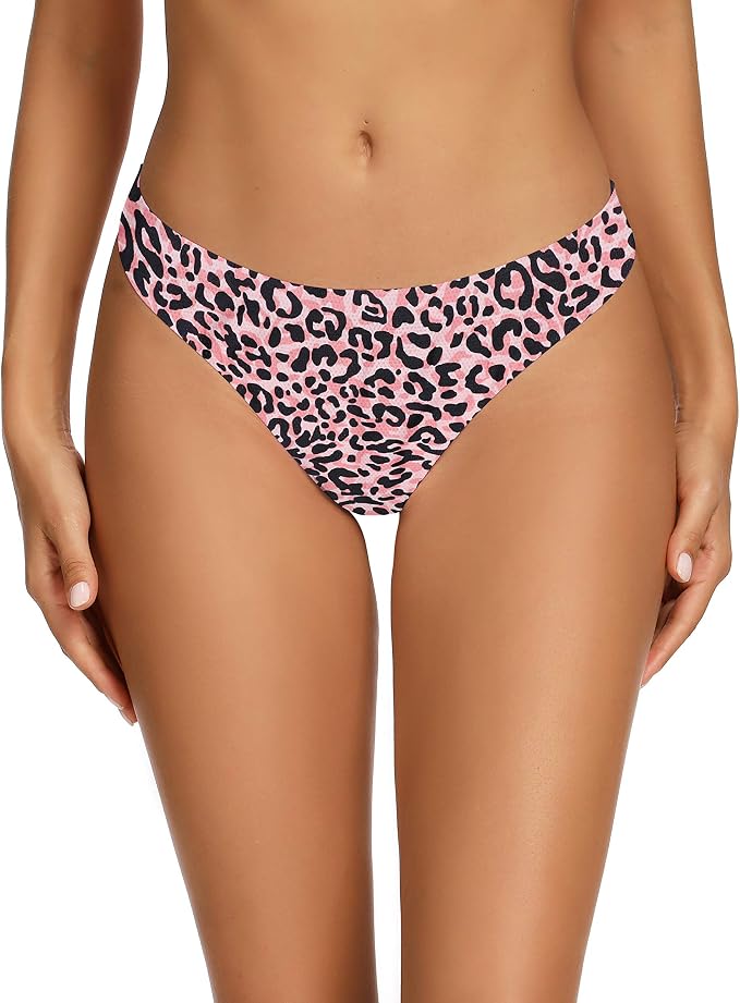 voenxe Seamless Women Underwear Thongs,No Show Ladies Thong,No Line Workout Breathable Comfortable Panties,Soft Undies,5-Pack
