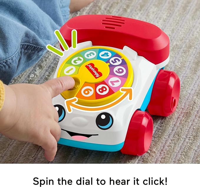Fisher-Price Baby Toy Chatter Telephone Vehicle Push-Along with Sounds for Crawling Developmental Play Infants Ages 6+ Months