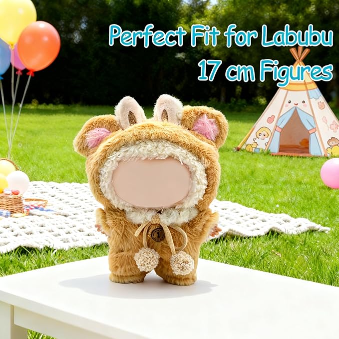 17cm Doll Clothes, Bear Outfits for Clothes Set, Premium Fashion Dolls Keychain Accessories, Faking Animal Style Outfit Jumpsuit (Bear)