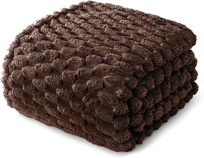 Whale Flotilla Soft Fleece King Size Bed Blanket Luxury 3D Jacquard, Coffee | Lightweight Breathable Coverlet Bedspread for All Seasons, Super Cozy Plush Fluffy Fuzzy Decorative Blanket for Bed, 90"x104"