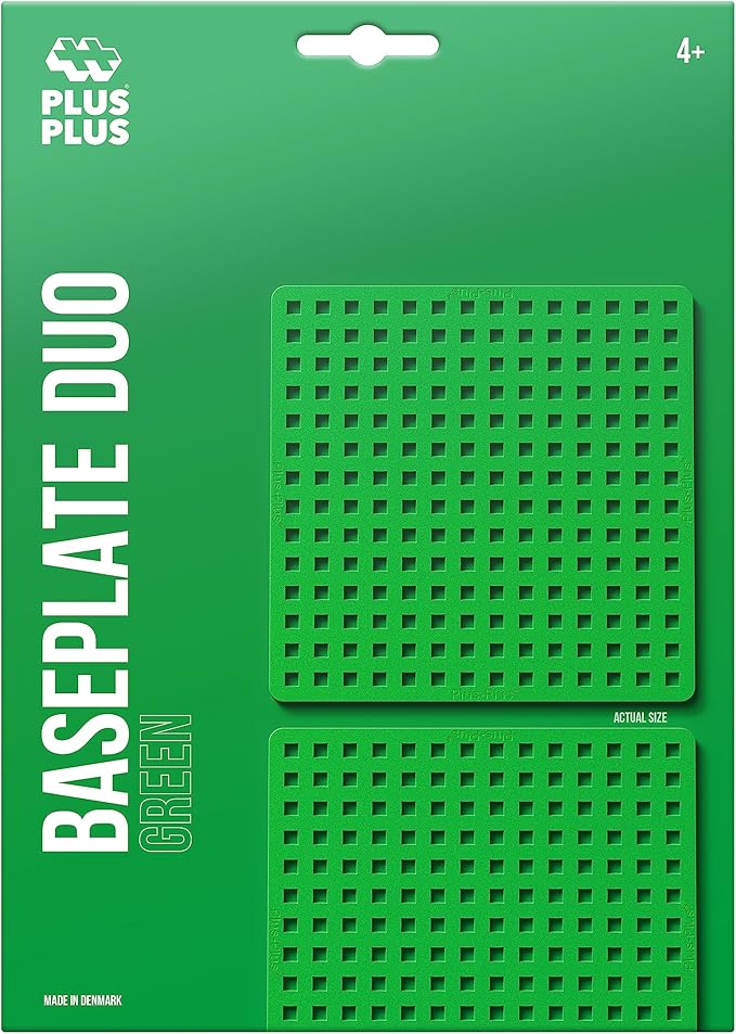 PLUS PLUS – Green Baseplate Duo – Base Accessory for Building and displaying Creations, 4.5 X 4.5 inches, Construction Building STEM | STEAM Toy for Kids
