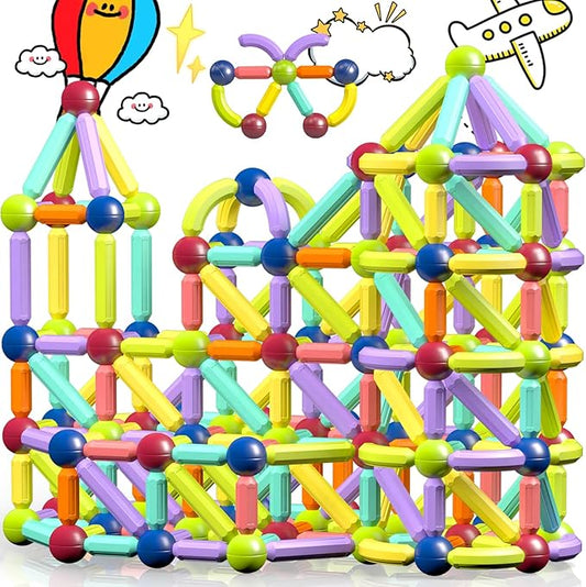 Magnet Toys Magnetic Building Blocks, STEM Starter Toys for Kids Age 3-5 Preschool, Montessori Learning Magnetic Sticks and Balls, Gift for Christmas Birthday (72PCS)