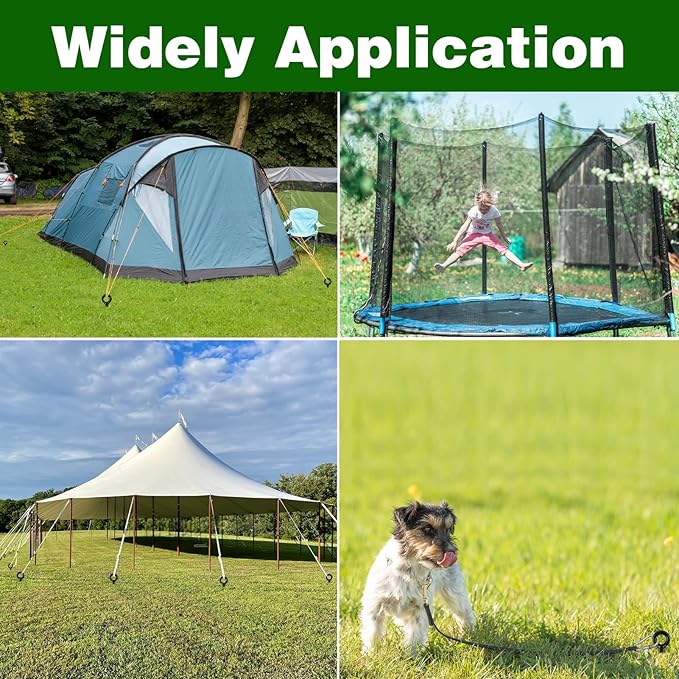 Fabulas Ground Anchors Heavy Duty, Swing Set Anchor Kit 18 Inch 4 Pack Screw in Earth Anchors Trampoline Stakes High Wind Metal Auger Anchor for Shed Tent Carports Securing Animals Camping Mobile Home