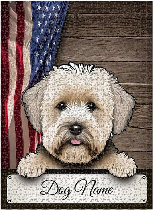 Custom Wooden Jigsaw Puzzles with Your Dog's Name on Dandie Dinmont Terrier Art Print - 300 500 1000PCS Puzzles Game and Home Wall Decor