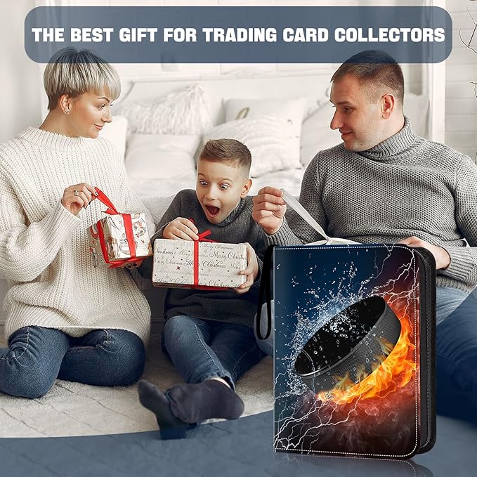 Hockey Card Binder, 9-Pocket Cards Holder,Trading Card Binder Fits 900 Cards With 50 Removable Double Sided Sleeves, Cards Album Case for Sports Game Trading Cards Display Storage Collection