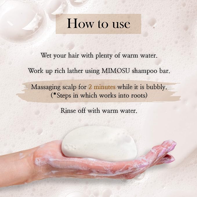 mimosu Fermented Rice Water Shampoo Bar - 2-Pack pH Balanced Solid Shampoo | Unscented Rice Water Volumizing Soap for Thinning Hair. Clean Beauty Rice Water Root Booster, Plastic-Free Shampoo Bar